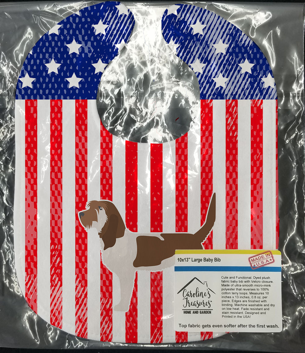 USA Patriotic Grand Basset Griffon Vendeen Baby Bib Easy-Clean Baby Bib Baby Feeding Accessory Baby Mealtime Essential, 10 x 13, Multicolor