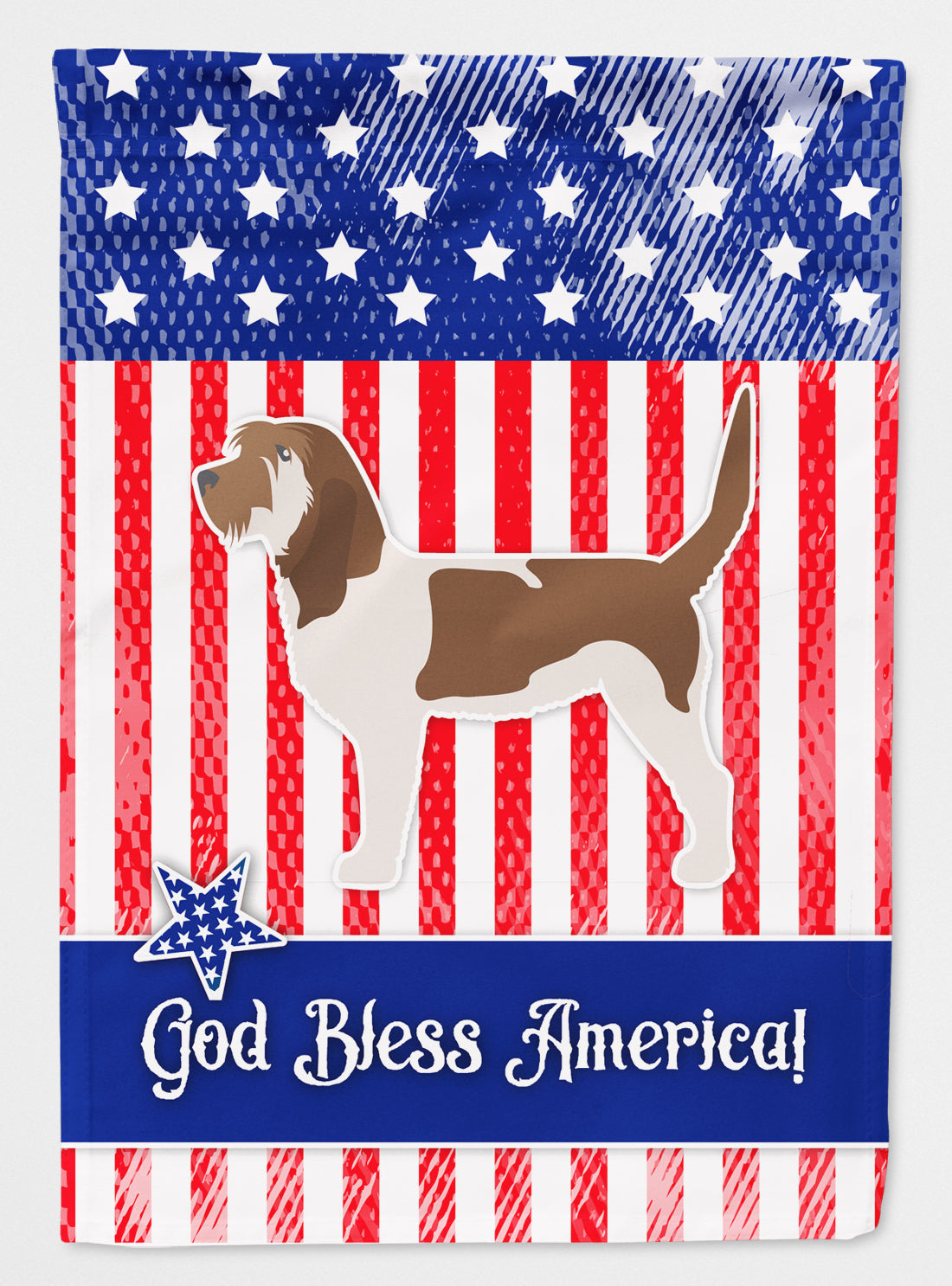 USA Patriotic Grand Basset Griffon Vendeen House Flag 28x40 Porch Sleeve Pole Decorative Outside Yard Banner Artwork Wall Hanging, Polyester