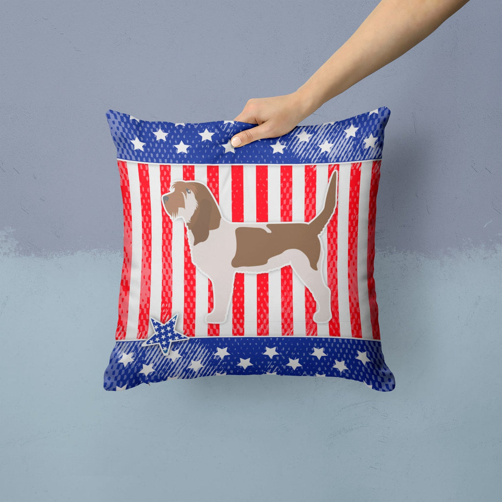 USA Patriotic Grand Basset Griffon Vendeen Decorative Throw Pillow 14x14 Indoor Outdoor Accent Cushion, Fabric Cover with Insert for Sofa, Bed, Porch & Living Room