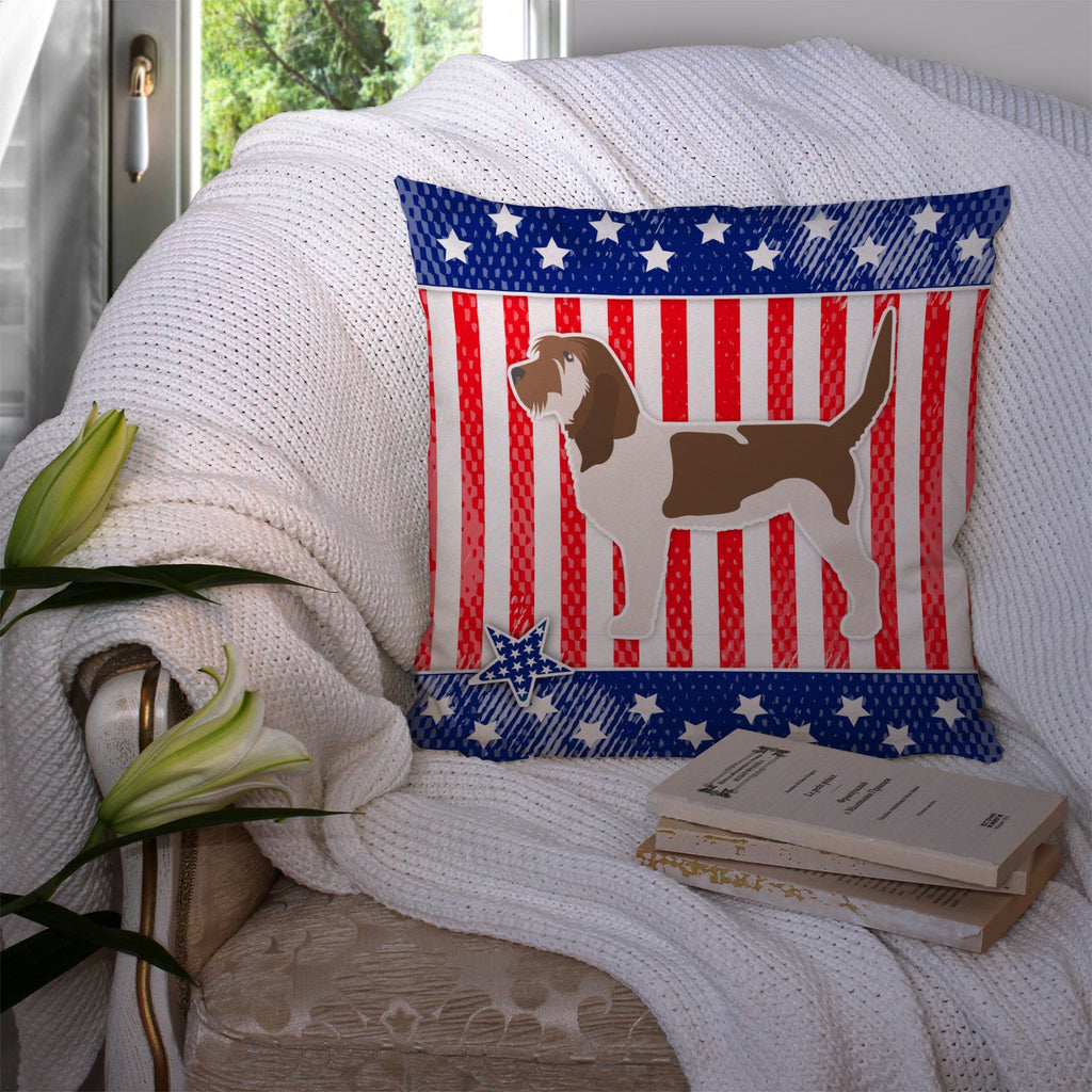 USA Patriotic Grand Basset Griffon Vendeen Decorative Throw Pillow 14x14 Indoor Outdoor Accent Cushion, Fabric Cover with Insert for Sofa, Bed, Porch & Living Room