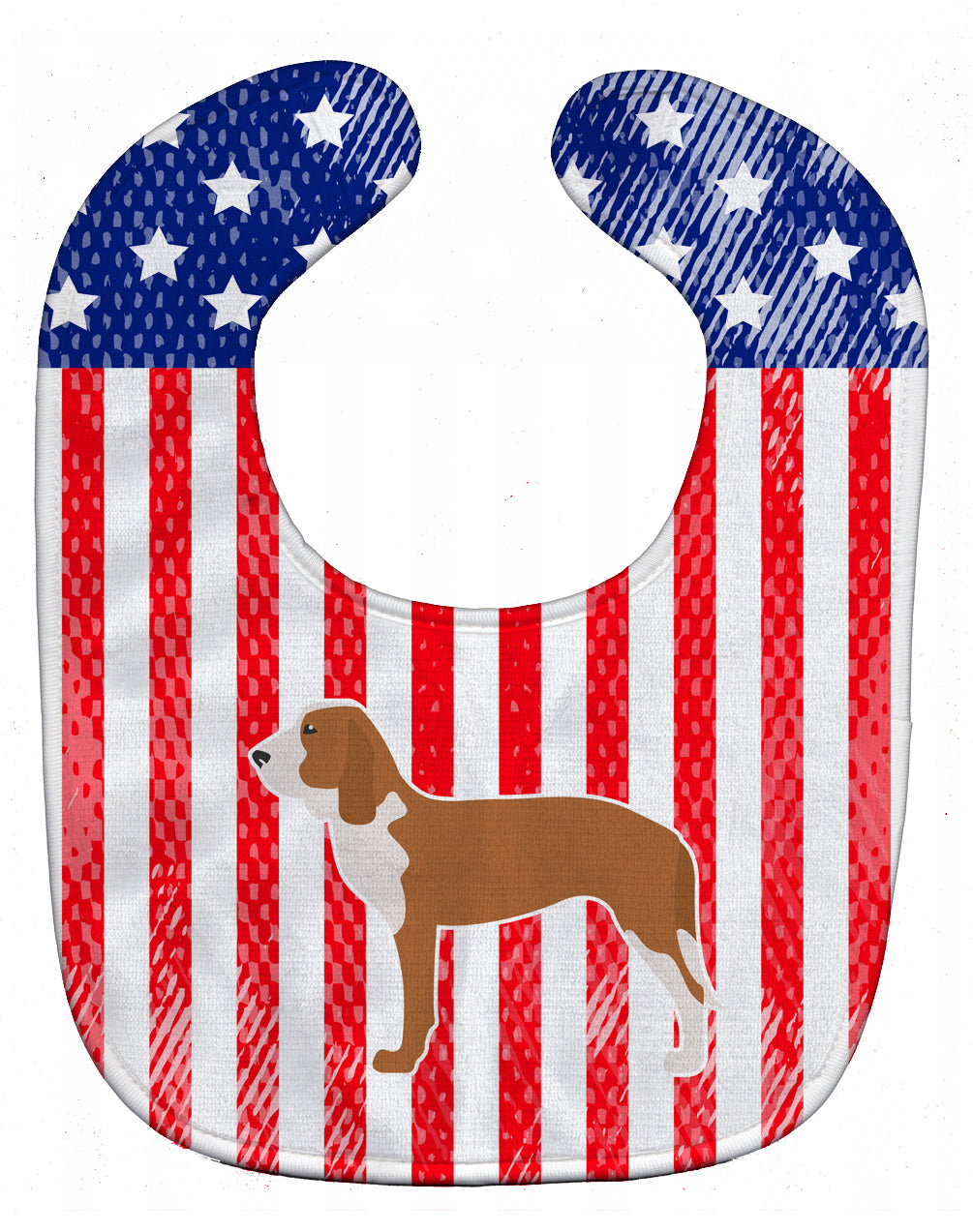USA Patriotic Spanish Hound Baby Bib Easy-Clean Baby Bib Baby Feeding Accessory Baby Mealtime Essential, 10 x 13, Multicolor