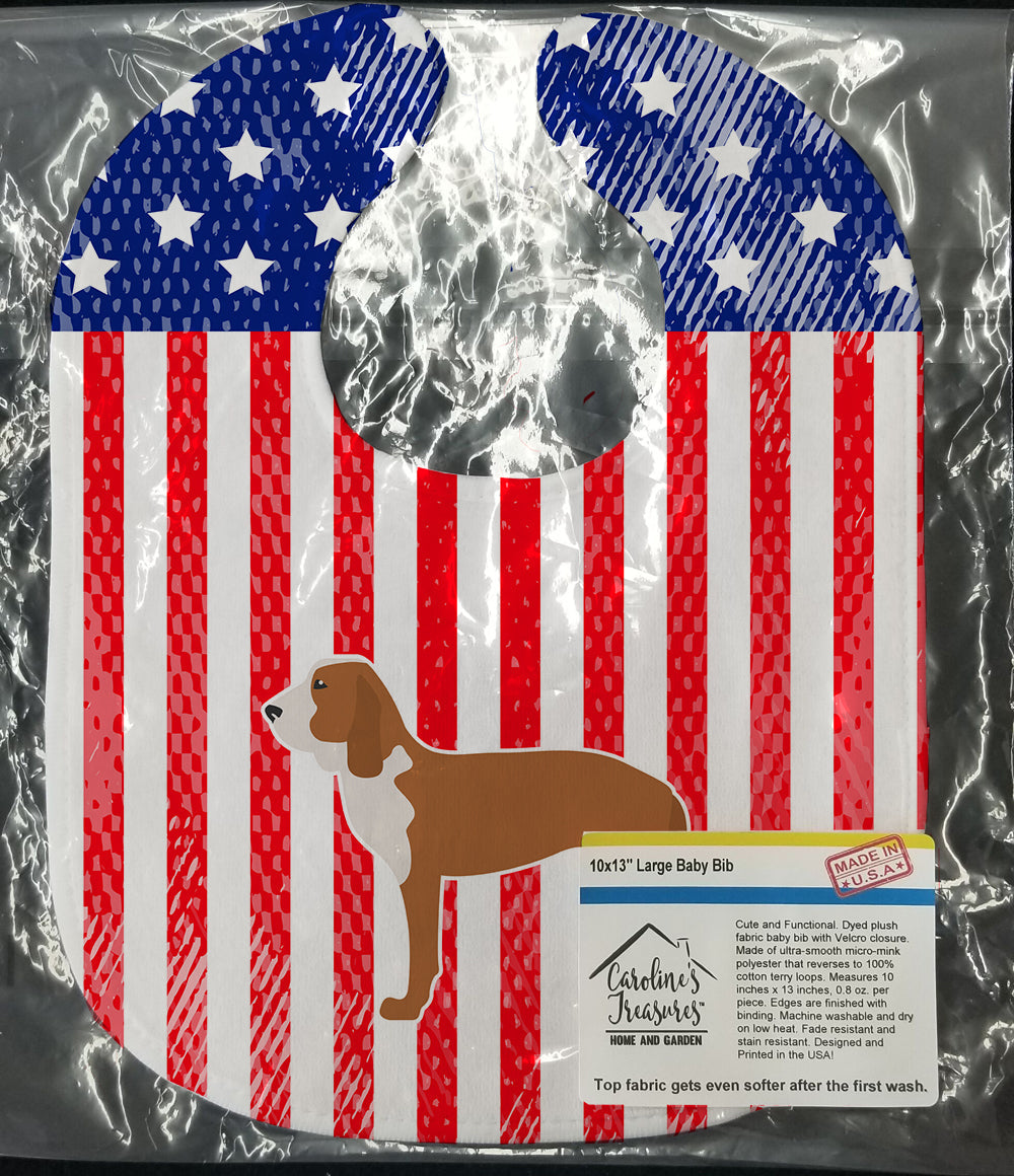 USA Patriotic Spanish Hound Baby Bib Easy-Clean Baby Bib Baby Feeding Accessory Baby Mealtime Essential, 10 x 13, Multicolor