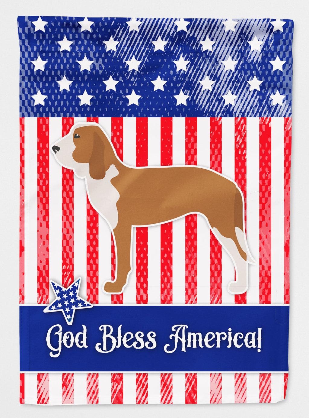 USA Patriotic Spanish Hound House Flag 28x40 Porch Sleeve Pole Decorative Outside Yard Banner Artwork Wall Hanging, Polyester