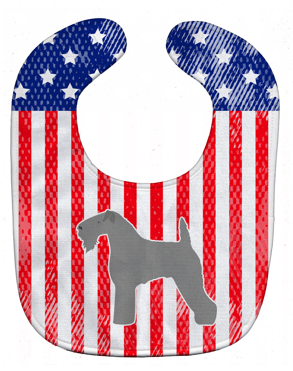 USA Patriotic Kerry Blue Terrier Baby Bib Easy-Clean Baby Bib Baby Feeding Accessory Baby Mealtime Essential, 10 x 13, Multicolor