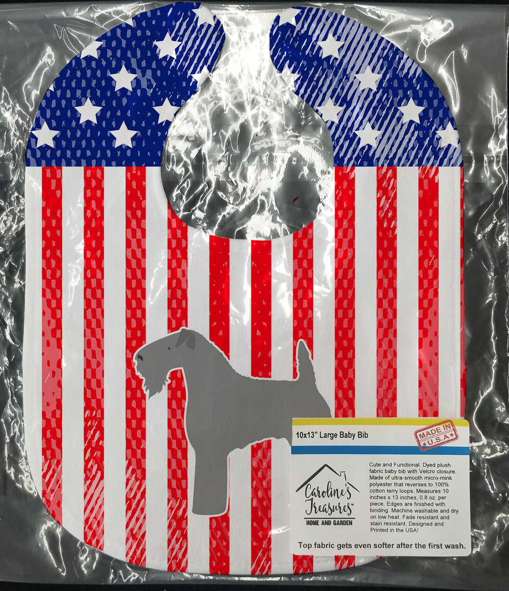 USA Patriotic Kerry Blue Terrier Baby Bib Easy-Clean Baby Bib Baby Feeding Accessory Baby Mealtime Essential, 10 x 13, Multicolor