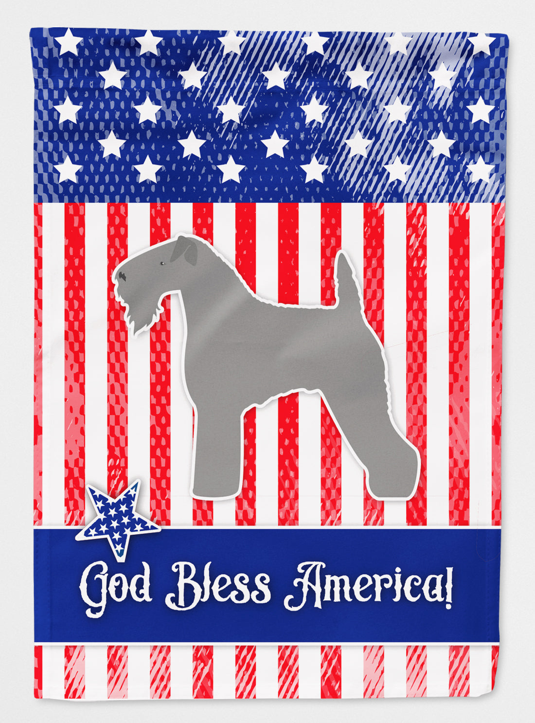 USA Patriotic Kerry Blue Terrier House Flag 28x40 Porch Sleeve Pole Decorative Outside Yard Banner Artwork Wall Hanging, Polyester
