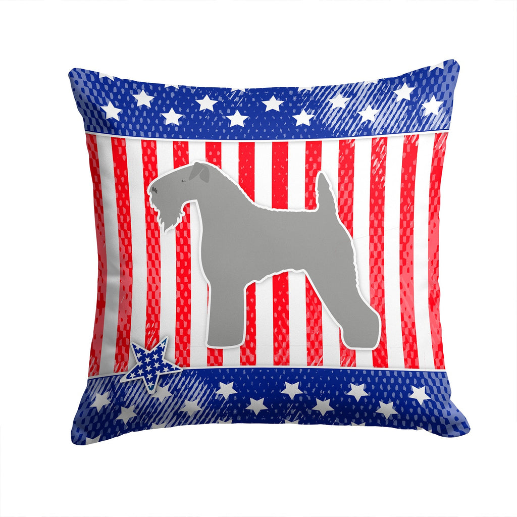 USA Patriotic Kerry Blue Terrier Decorative Throw Pillow 14x14 Indoor Outdoor Accent Cushion, Fabric Cover with Insert for Sofa, Bed, Porch & Living Room
