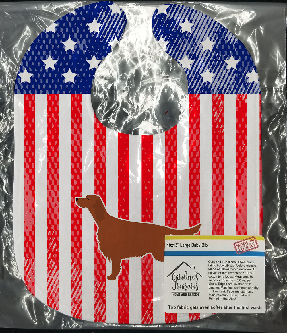 USA Patriotic Irish Setter Baby Bib Easy-Clean Baby Bib Baby Feeding Accessory Baby Mealtime Essential, 10 x 13, Multicolor