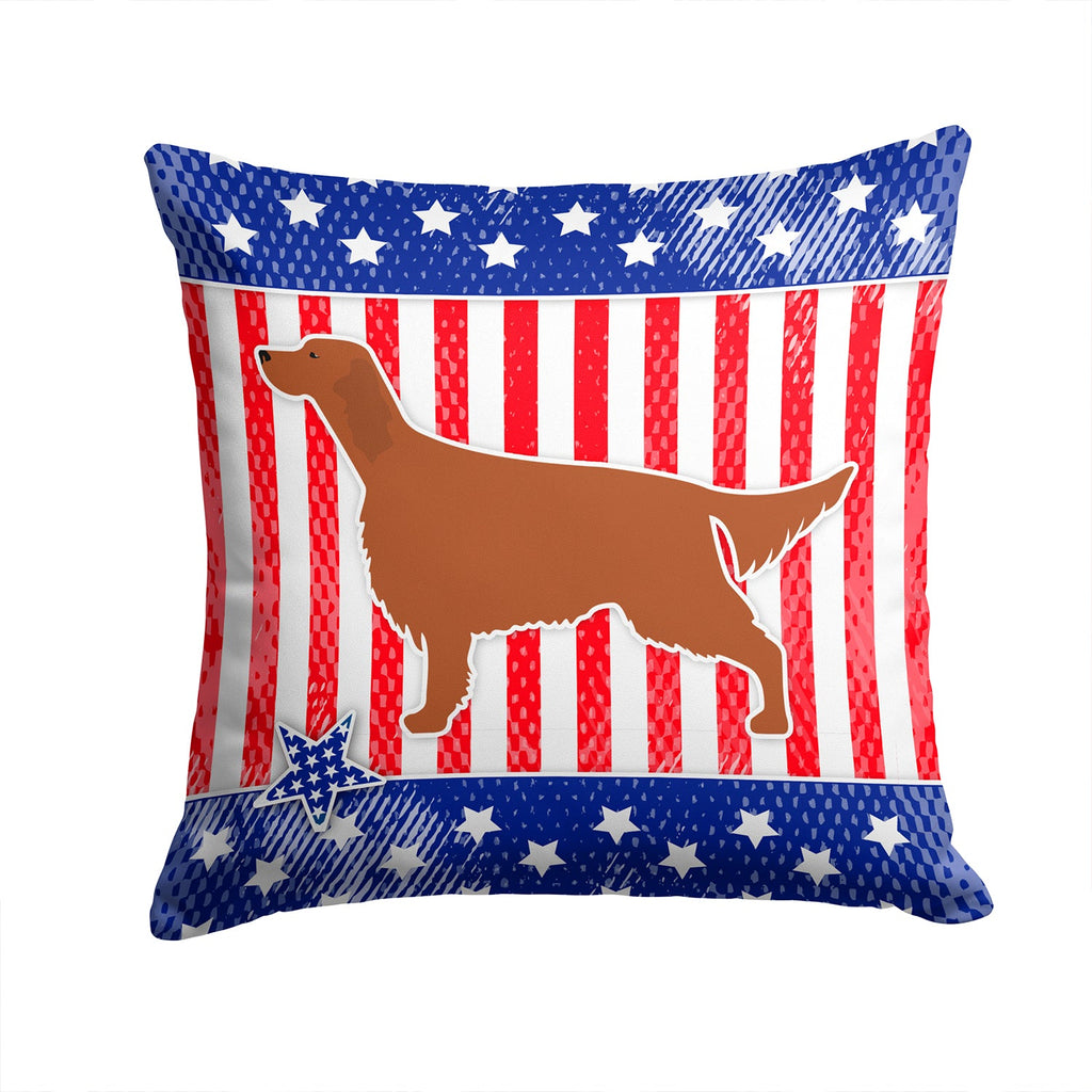 USA Patriotic Irish Setter Decorative Throw Pillow 14x14 Indoor Outdoor Accent Cushion, Fabric Cover with Insert for Sofa, Bed, Porch & Living Room