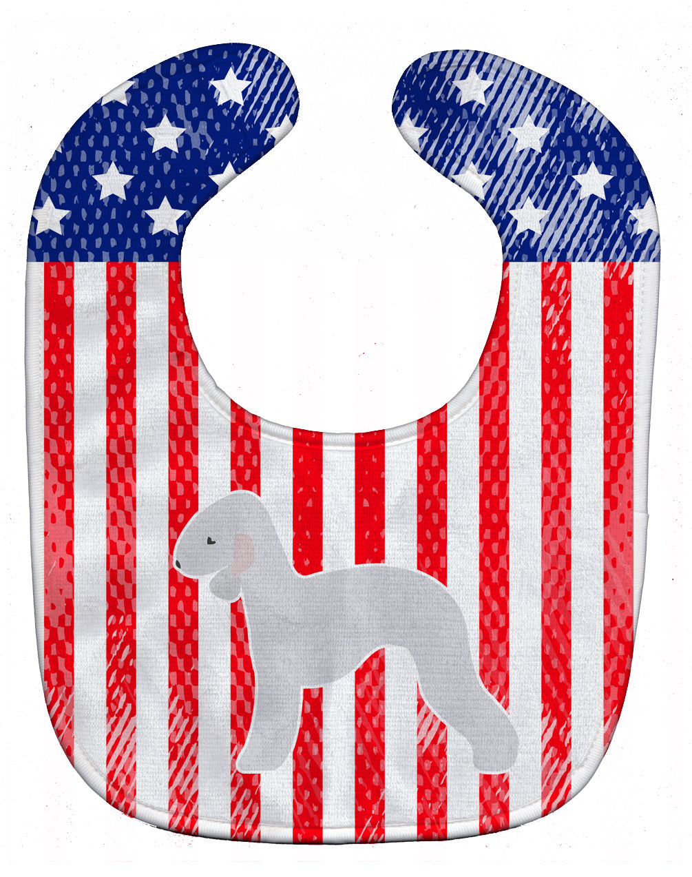 USA Patriotic Bedlington Terrier Baby Bib Easy-Clean Baby Bib Baby Feeding Accessory Baby Mealtime Essential, 10 x 13, Multicolor
