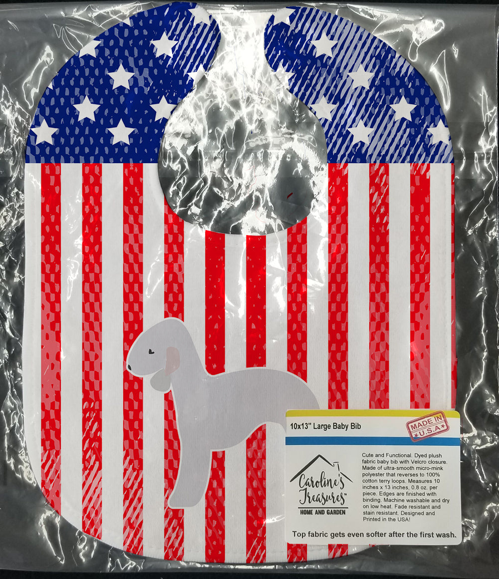 USA Patriotic Bedlington Terrier Baby Bib Easy-Clean Baby Bib Baby Feeding Accessory Baby Mealtime Essential, 10 x 13, Multicolor