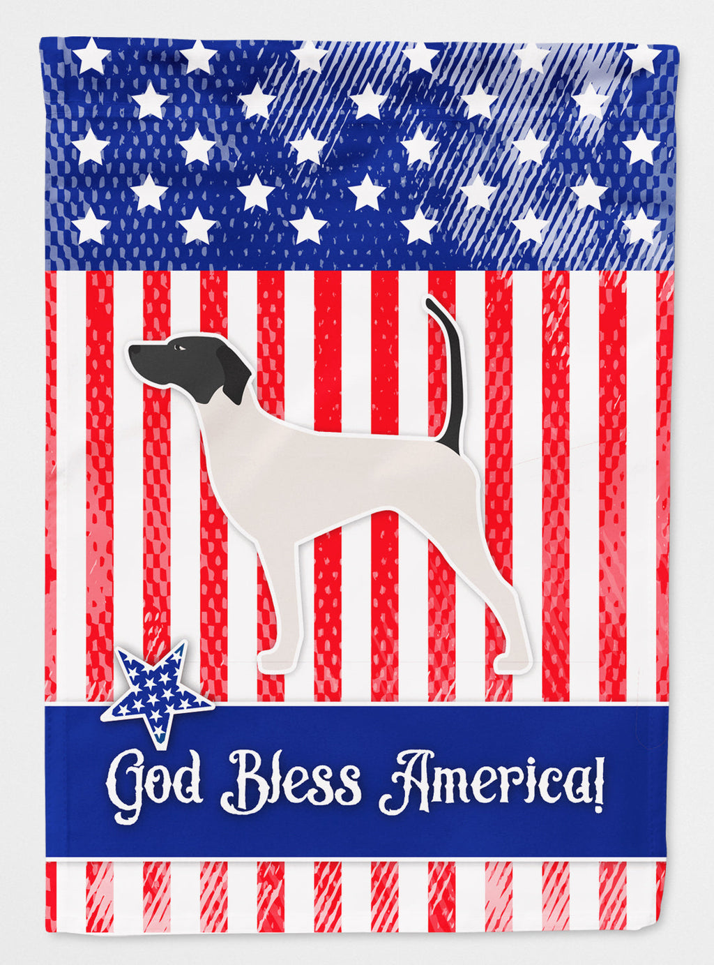 USA Patriotic English Pointer House Flag 28x40 Porch Sleeve Pole Decorative Outside Yard Banner Artwork Wall Hanging, Polyester