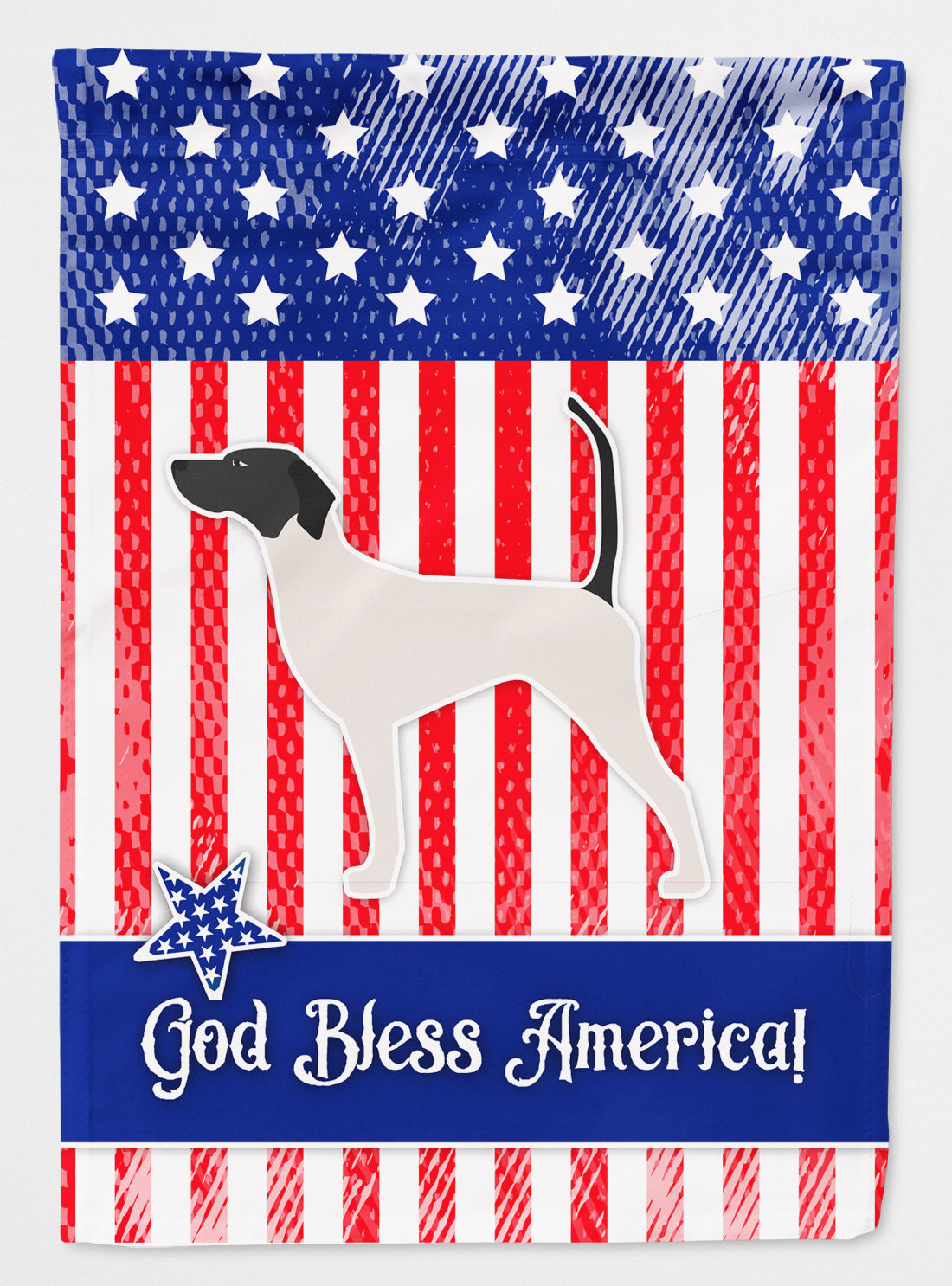 USA Patriotic English Pointer House Flag 28x40 Porch Sleeve Pole Decorative Outside Yard Banner Artwork Wall Hanging, Polyester