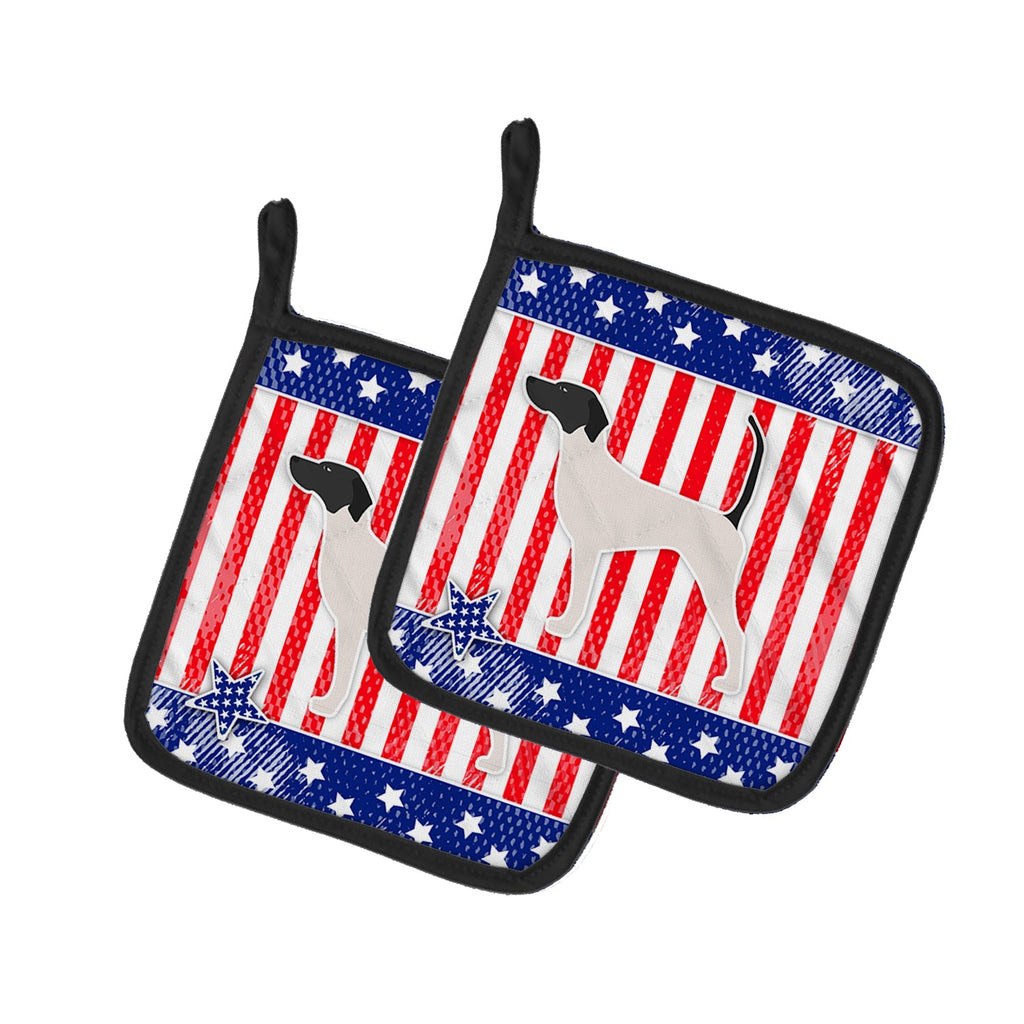 USA Patriotic English Pointer Pot Holder Set of 2 Heat Resistant Quilted Hot Pads 7.5 x 7.5 Inch, Insulated Kitchen Trivets for Cooking & Baking