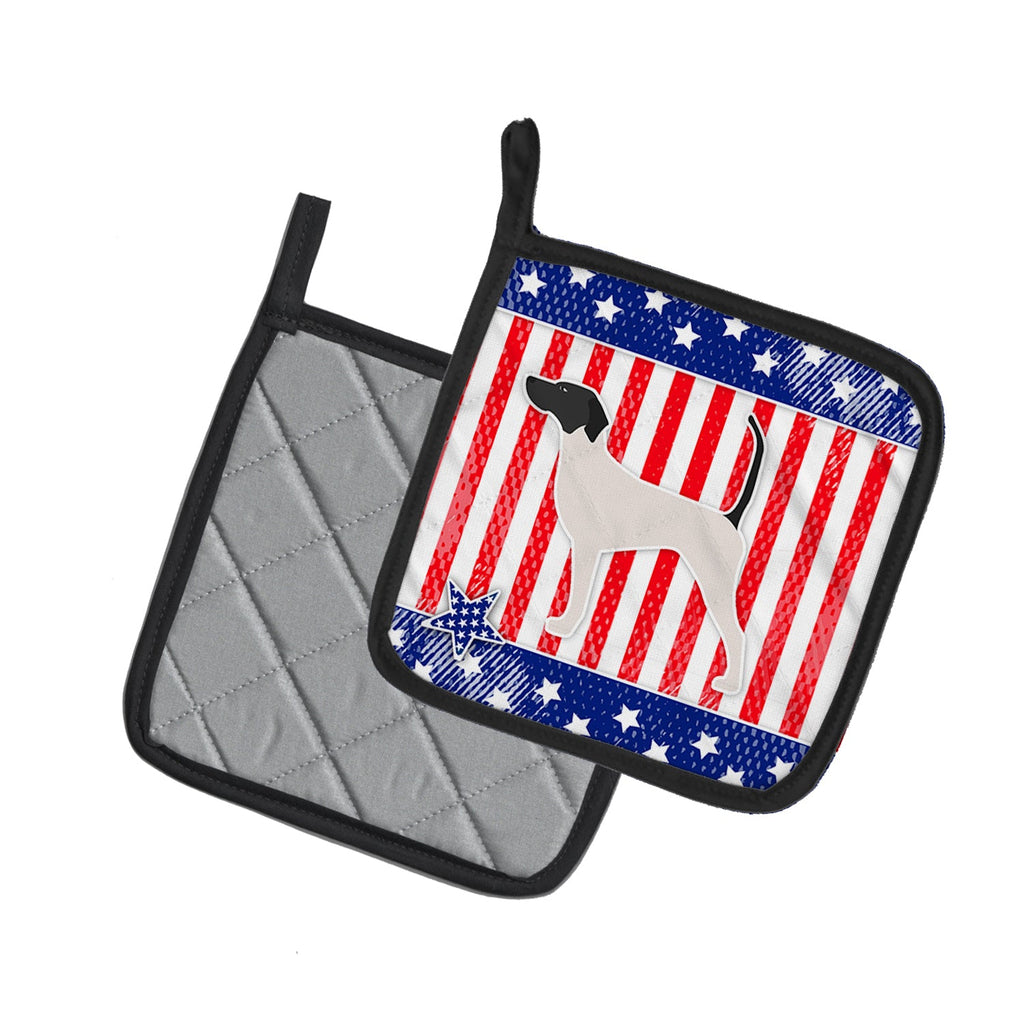 USA Patriotic English Pointer Pot Holder Set of 2 Heat Resistant Quilted Hot Pads 7.5 x 7.5 Inch, Insulated Kitchen Trivets for Cooking & Baking
