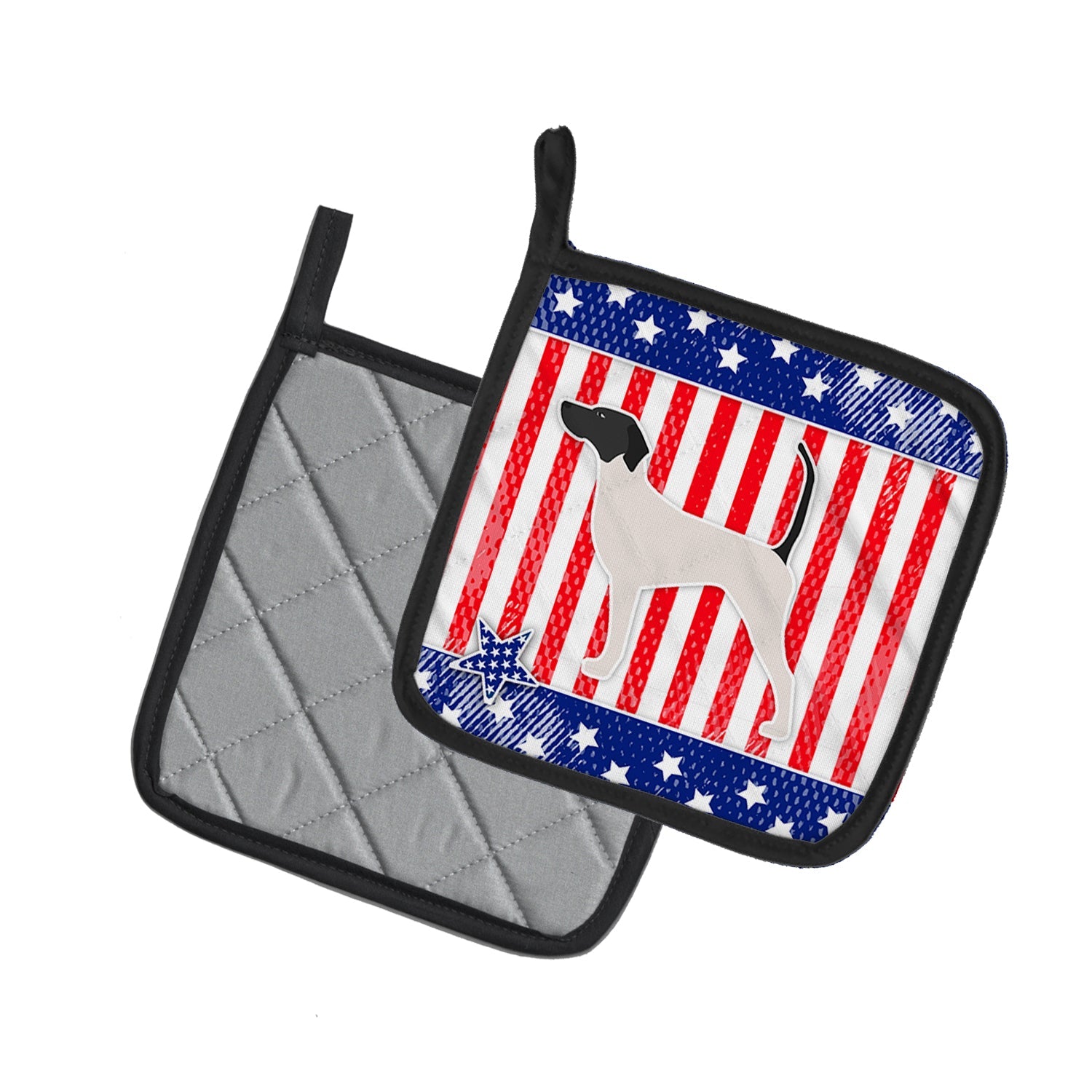 USA Patriotic English Pointer Pot Holder Set of 2 Heat Resistant Quilted Hot Pads 7.5 x 7.5 Inch, Insulated Kitchen Trivets for Cooking & Baking