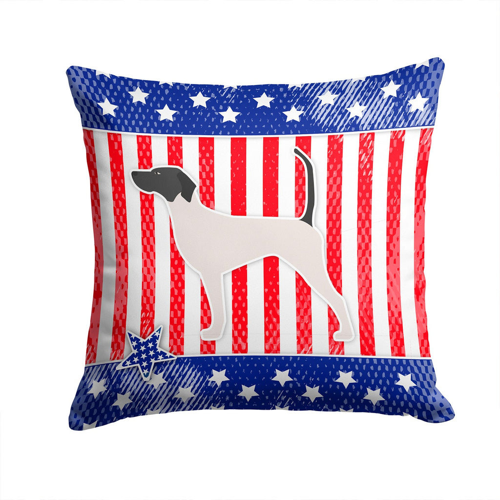 USA Patriotic English Pointer Decorative Throw Pillow 14x14 Indoor Outdoor Accent Cushion, Fabric Cover with Insert for Sofa, Bed, Porch & Living Room
