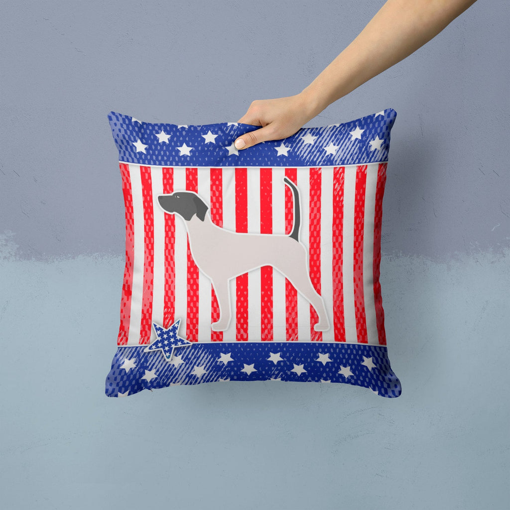 USA Patriotic English Pointer Decorative Throw Pillow 14x14 Indoor Outdoor Accent Cushion, Fabric Cover with Insert for Sofa, Bed, Porch & Living Room