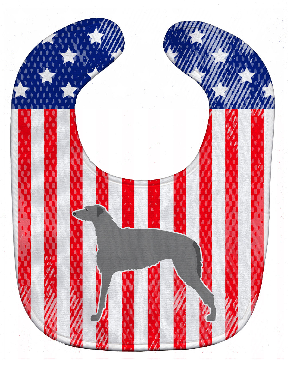 USA Patriotic Scottish Deerhound Baby Bib Easy-Clean Baby Bib Baby Feeding Accessory Baby Mealtime Essential, 10 x 13, Multicolor