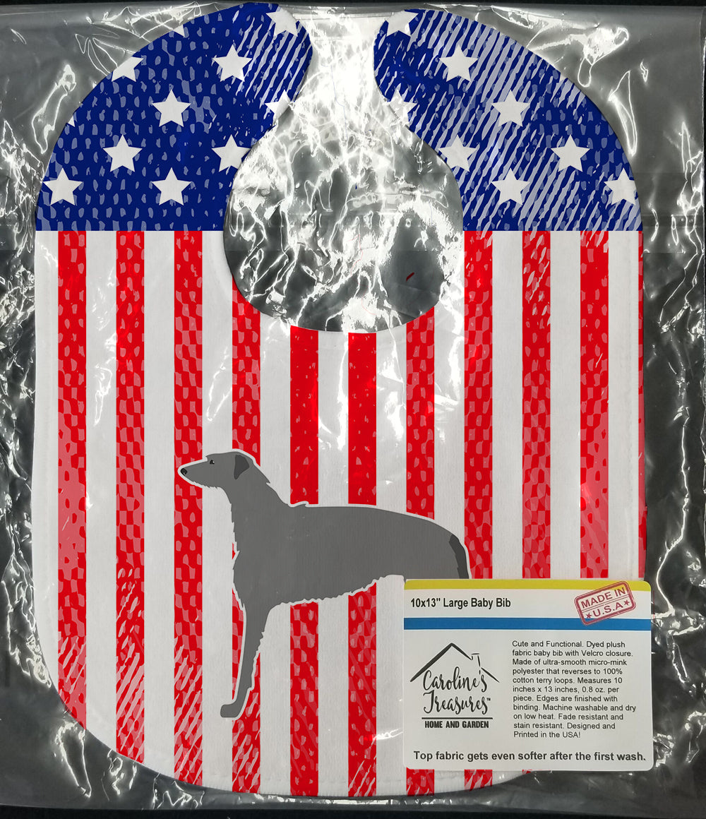 USA Patriotic Scottish Deerhound Baby Bib Easy-Clean Baby Bib Baby Feeding Accessory Baby Mealtime Essential, 10 x 13, Multicolor