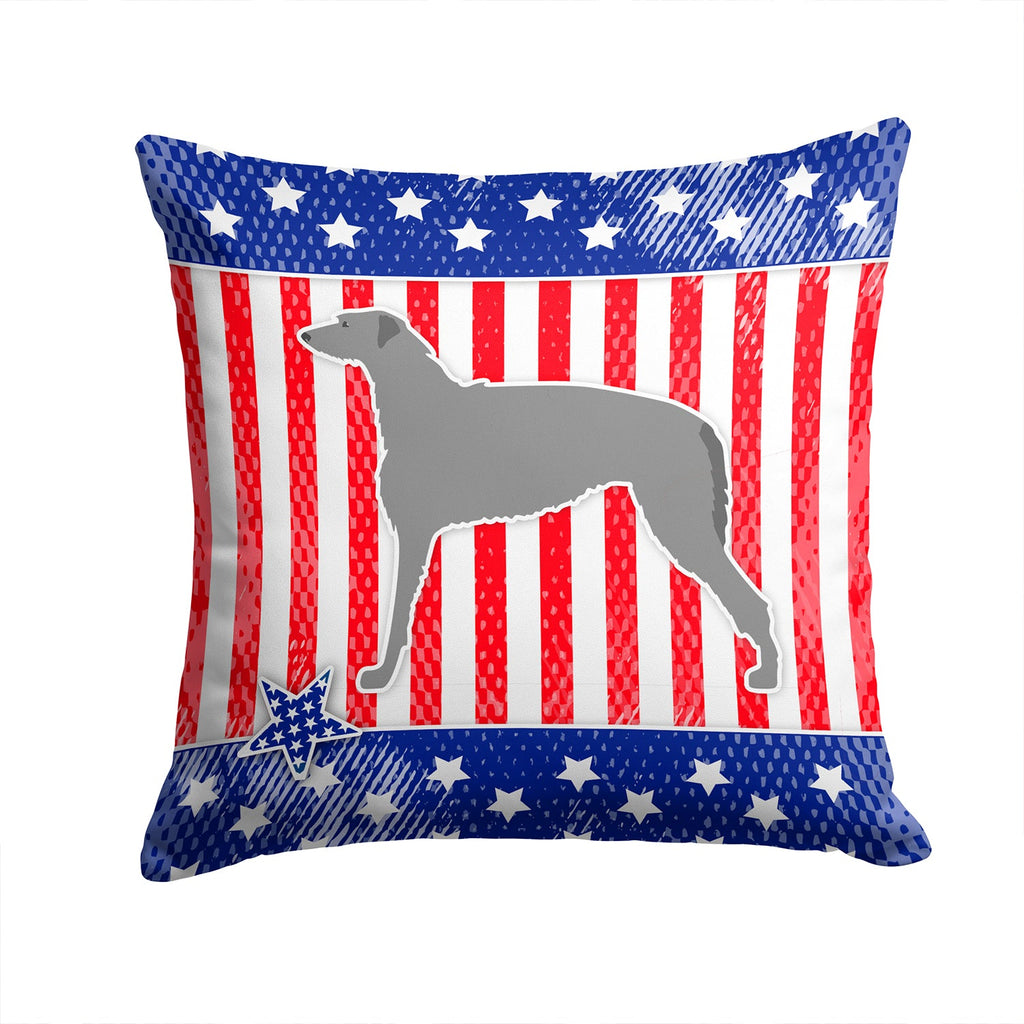 USA Patriotic Scottish Deerhound Decorative Throw Pillow 14x14 Indoor Outdoor Accent Cushion, Fabric Cover with Insert for Sofa, Bed, Porch & Living Room