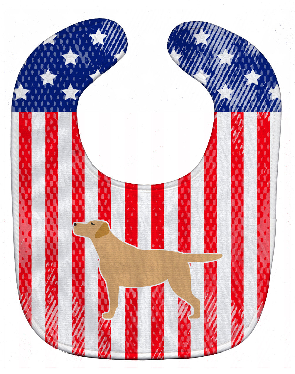 USA Patriotic Yellow Labrador Retriever Baby Bib Easy-Clean Baby Bib Baby Feeding Accessory Baby Mealtime Essential, 10 x 13, Multicolor