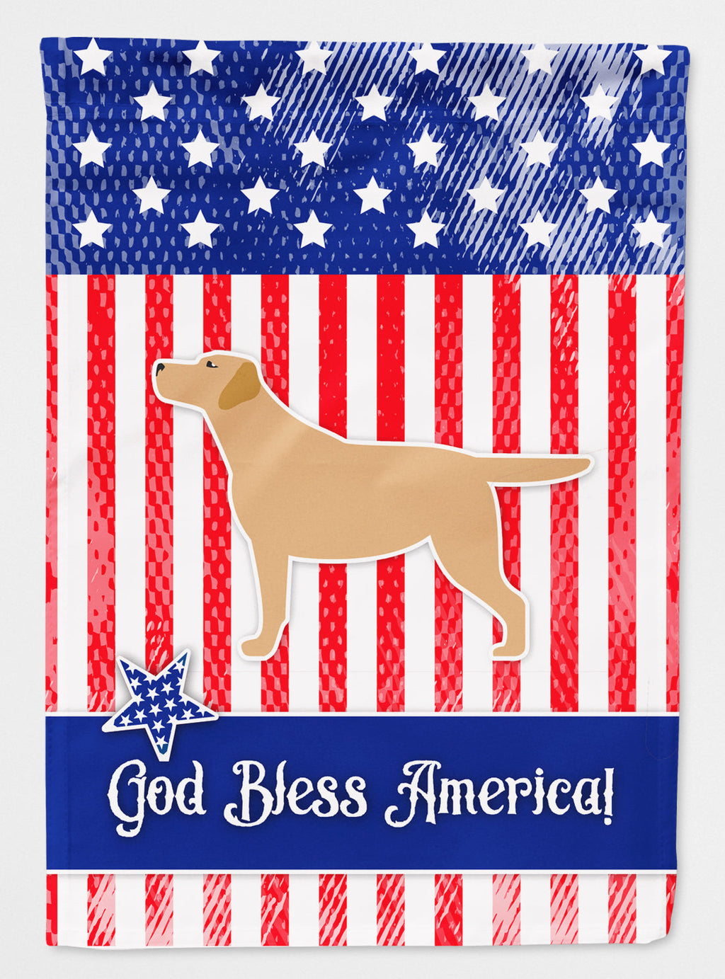 USA Patriotic Yellow Labrador Retriever House Flag 28x40 Porch Sleeve Pole Decorative Outside Yard Banner Artwork Wall Hanging, Polyester