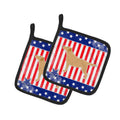 USA Patriotic Yellow Labrador Retriever Pot Holder Set of 2 Heat Resistant Quilted Hot Pads 7.5 x 7.5 Inch, Insulated Kitchen Trivets for Cooking & Baking