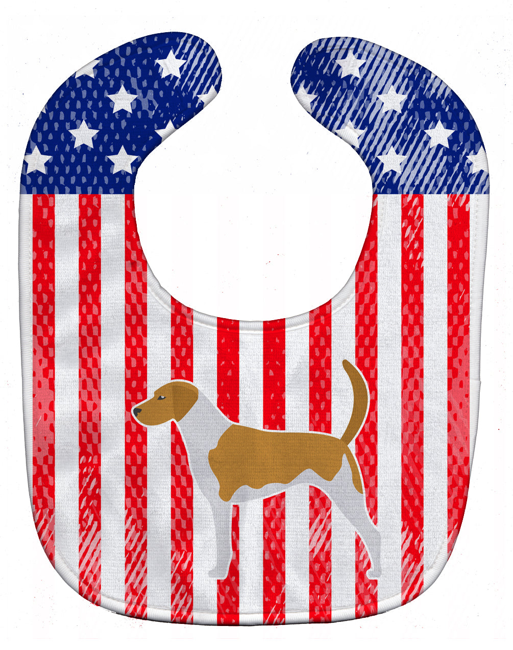 USA Patriotic American Foxhound Baby Bib Easy-Clean Baby Bib Baby Feeding Accessory Baby Mealtime Essential, 10 x 13, Multicolor