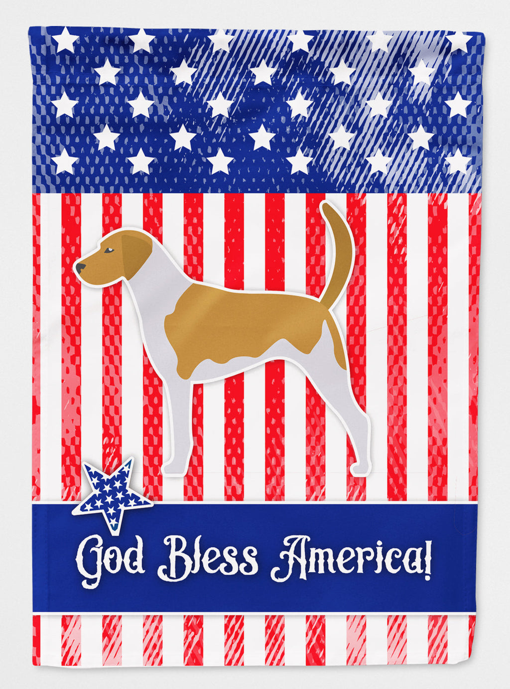 USA Patriotic American Foxhound House Flag 28x40 Porch Sleeve Pole Decorative Outside Yard Banner Artwork Wall Hanging, Polyester