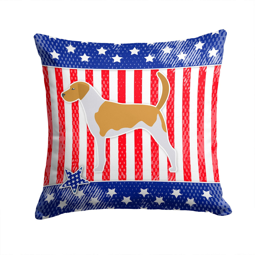 USA Patriotic American Foxhound Decorative Throw Pillow 14x14 Indoor Outdoor Accent Cushion, Fabric Cover with Insert for Sofa, Bed, Porch & Living Room