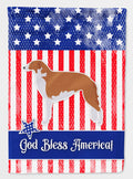 USA Patriotic Borzoi Russian Greyhound House Flag 28x40 Porch Sleeve Pole Decorative Outside Yard Banner Artwork Wall Hanging, Polyester
