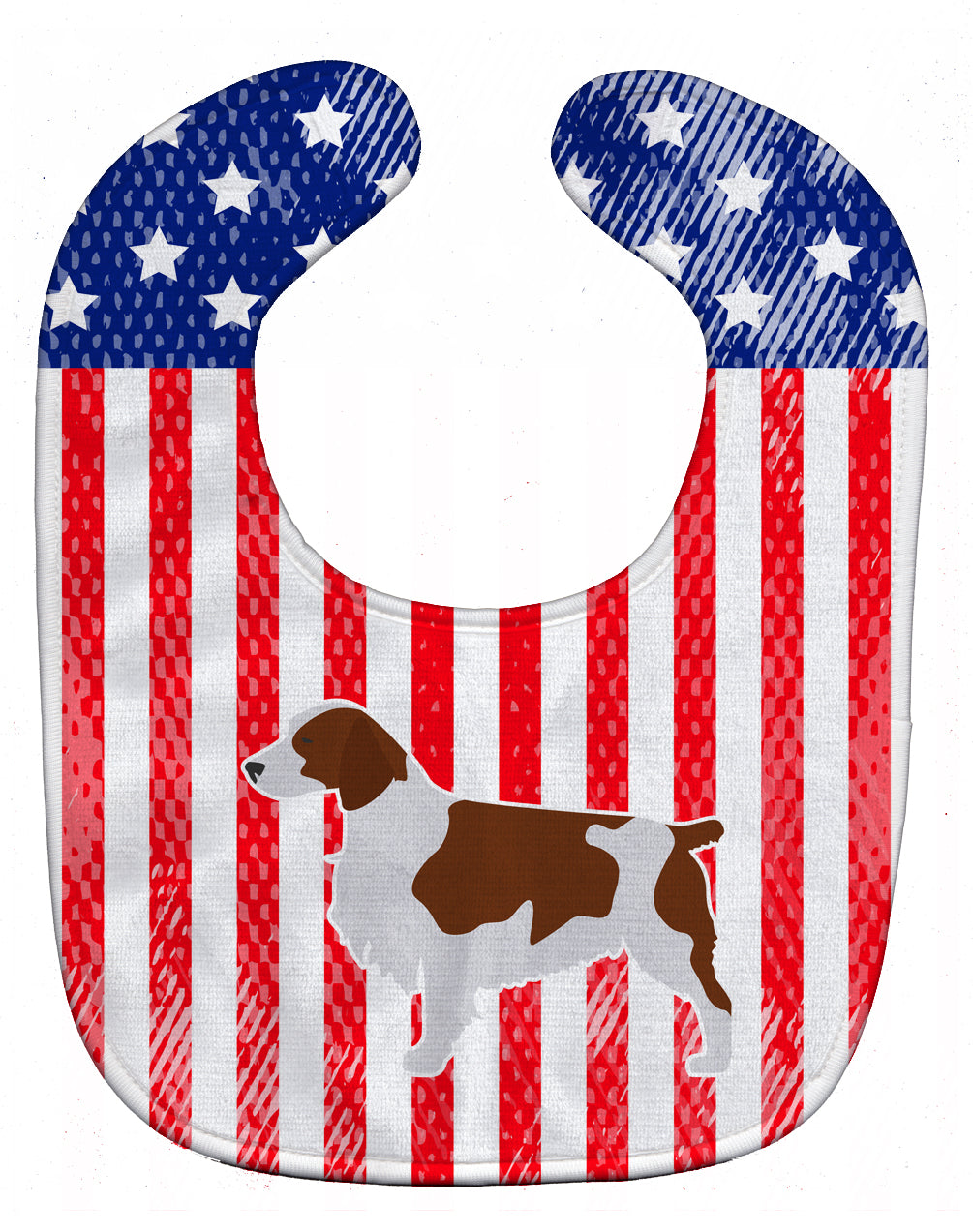 USA Patriotic Welsh Springer Spaniel Baby Bib Easy-Clean Baby Bib Baby Feeding Accessory Baby Mealtime Essential, 10 x 13, Multicolor