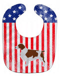 USA Patriotic Welsh Springer Spaniel Baby Bib Easy-Clean Baby Bib Baby Feeding Accessory Baby Mealtime Essential, 10 x 13, Multicolor