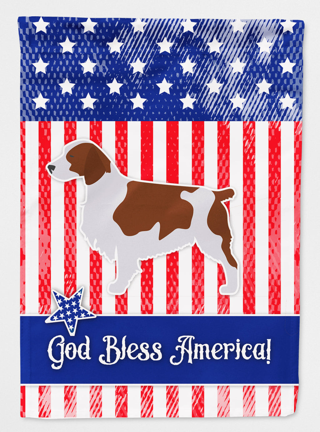 USA Patriotic Welsh Springer Spaniel House Flag 28x40 Porch Sleeve Pole Decorative Outside Yard Banner Artwork Wall Hanging, Polyester