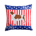USA Patriotic Welsh Springer Spaniel Decorative Throw Pillow 14x14 Indoor Outdoor Accent Cushion, Fabric Cover with Insert for Sofa, Bed, Porch & Living Room