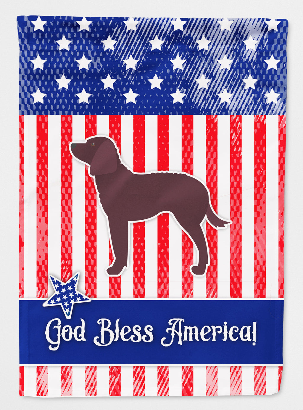 USA Patriotic American Water Spaniel House Flag 28x40 Porch Sleeve Pole Decorative Outside Yard Banner Artwork Wall Hanging, Polyester