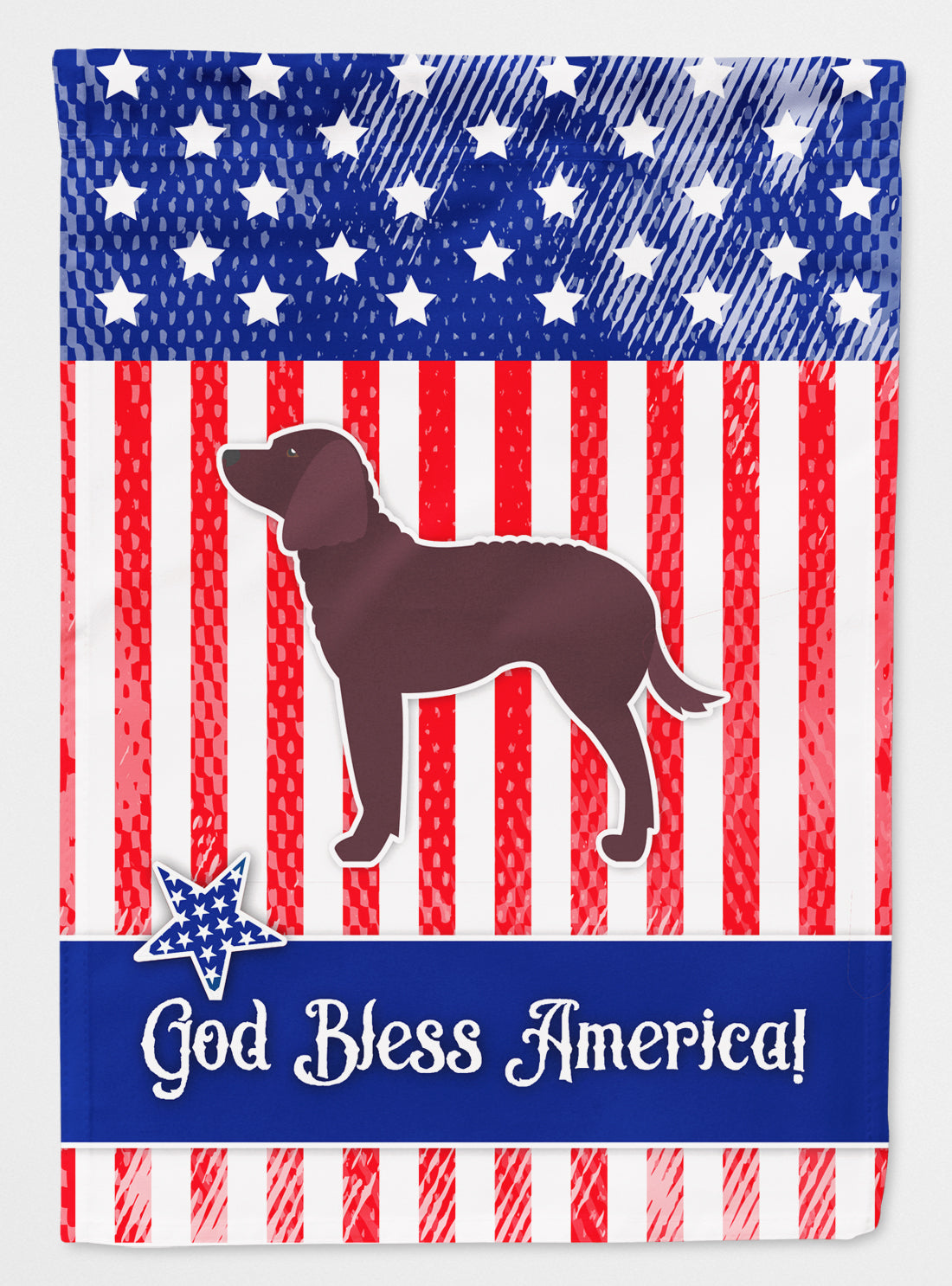 USA Patriotic American Water Spaniel House Flag 28x40 Porch Sleeve Pole Decorative Outside Yard Banner Artwork Wall Hanging, Polyester