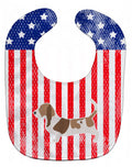 USA Patriotic Basset Hound Baby Bib Easy-Clean Baby Bib Baby Feeding Accessory Baby Mealtime Essential, 10 x 13, Multicolor