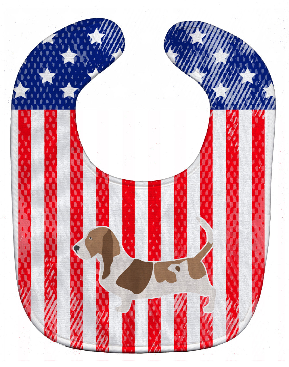 USA Patriotic Basset Hound Baby Bib Easy-Clean Baby Bib Baby Feeding Accessory Baby Mealtime Essential, 10 x 13, Multicolor