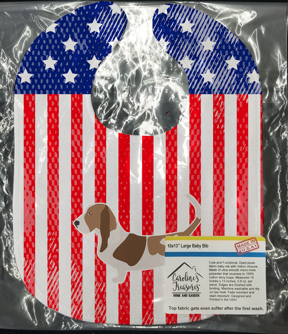 USA Patriotic Basset Hound Baby Bib Easy-Clean Baby Bib Baby Feeding Accessory Baby Mealtime Essential, 10 x 13, Multicolor