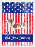 USA Patriotic Basset Hound House Flag 28x40 Porch Sleeve Pole Decorative Outside Yard Banner Artwork Wall Hanging, Polyester