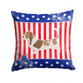 USA Patriotic Basset Hound Decorative Throw Pillow 14x14 Indoor Outdoor Accent Cushion, Fabric Cover with Insert for Sofa, Bed, Porch & Living Room