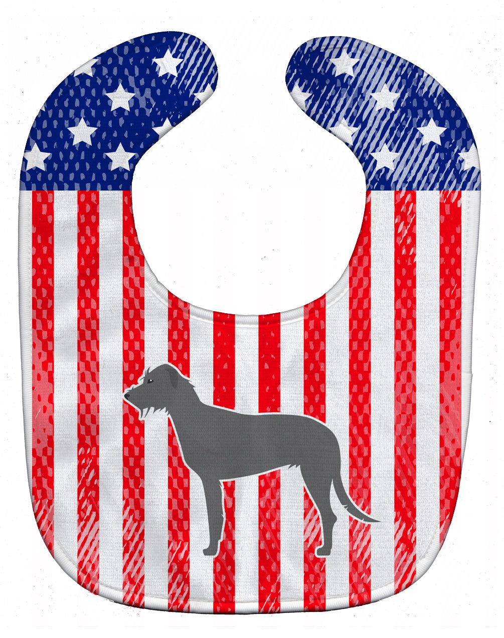 USA Patriotic Irish Wolfhound Baby Bib Easy-Clean Baby Bib Baby Feeding Accessory Baby Mealtime Essential, 10 x 13, Multicolor
