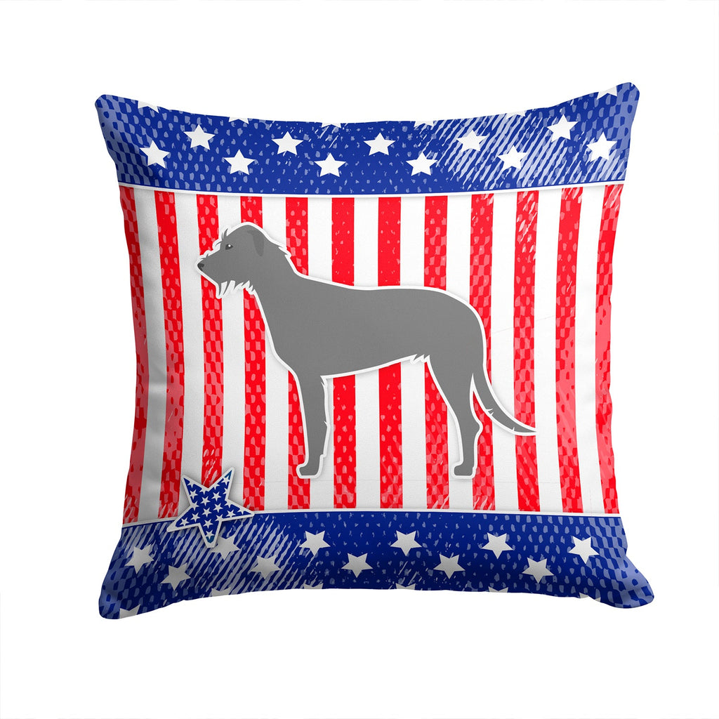 USA Patriotic Irish Wolfhound Decorative Throw Pillow 14x14 Indoor Outdoor Accent Cushion, Fabric Cover with Insert for Sofa, Bed, Porch & Living Room