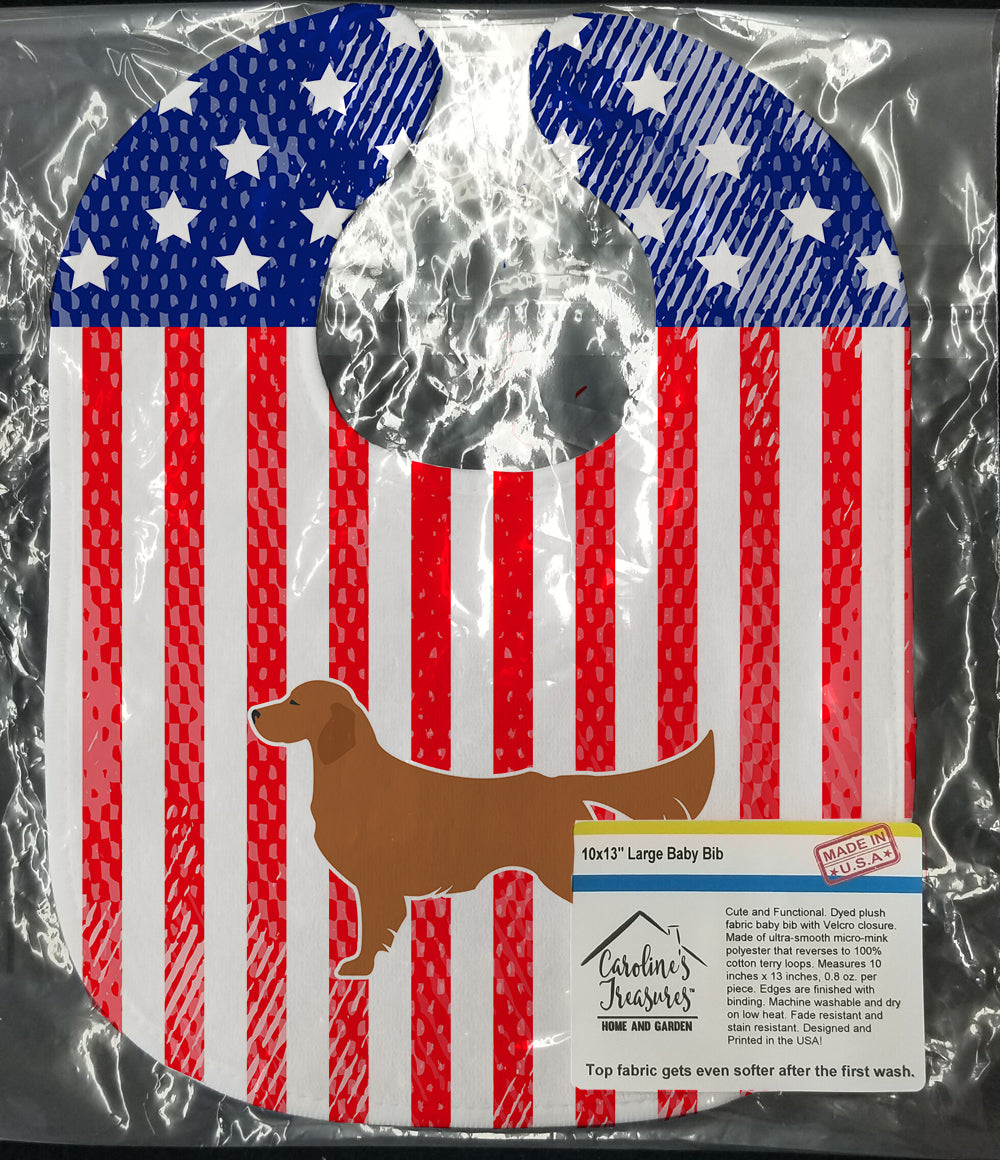 USA Patriotic Golden Retriever Baby Bib Easy-Clean Baby Bib Baby Feeding Accessory Baby Mealtime Essential, 10 x 13, Multicolor