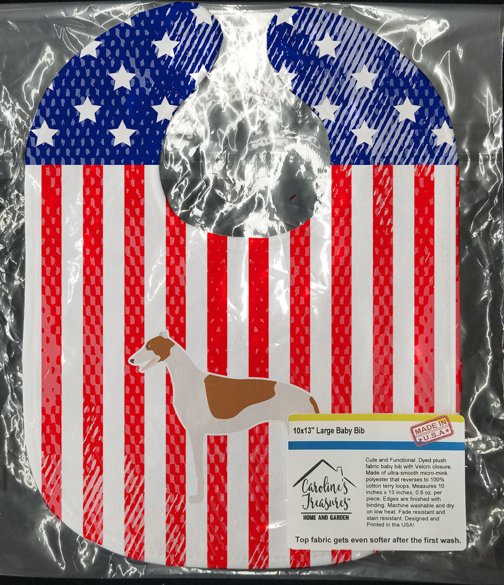 USA Patriotic Greyhound Baby Bib Easy-Clean Baby Bib Baby Feeding Accessory Baby Mealtime Essential, 10 x 13, Multicolor