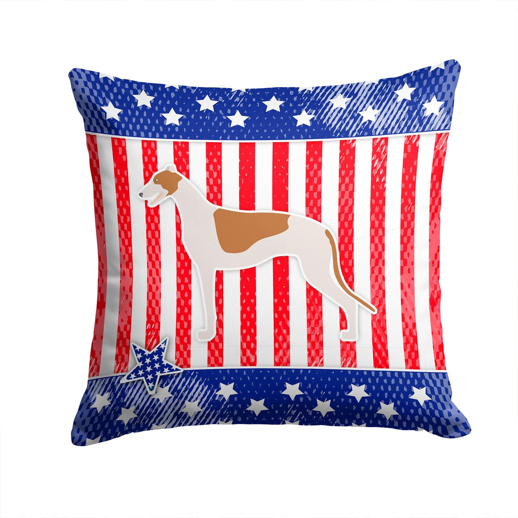 USA Patriotic Greyhound Decorative Throw Pillow 14x14 Indoor Outdoor Accent Cushion, Fabric Cover with Insert for Sofa, Bed, Porch & Living Room
