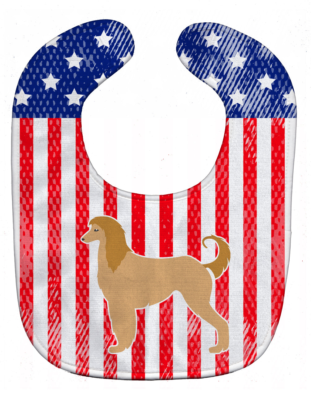 USA Patriotic Afghan Hound Baby Bib Easy-Clean Baby Bib Baby Feeding Accessory Baby Mealtime Essential, 10 x 13, Multicolor