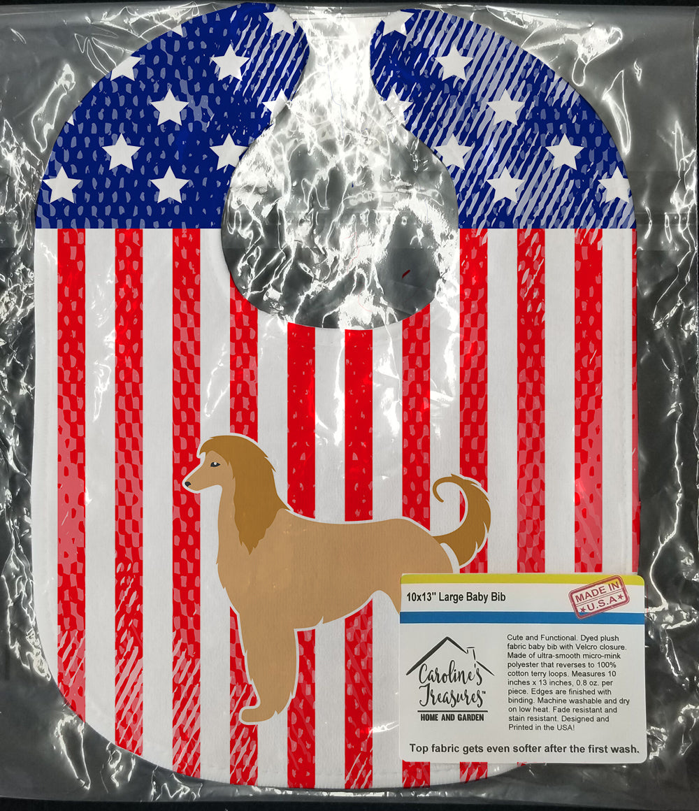 USA Patriotic Afghan Hound Baby Bib Easy-Clean Baby Bib Baby Feeding Accessory Baby Mealtime Essential, 10 x 13, Multicolor